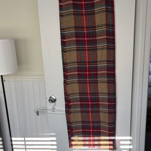 Plaid Women's 60” Square Blanket Scarf in Red and Tan
